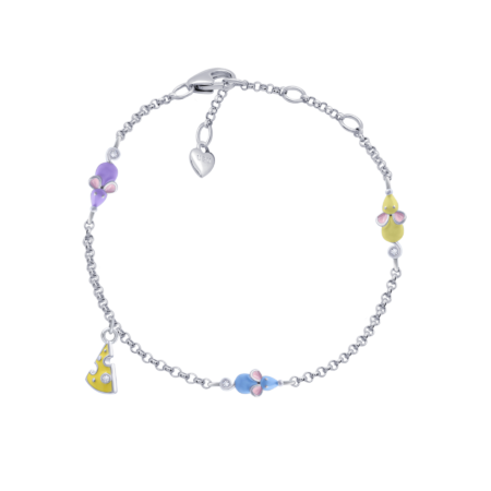 Браслет на ланцюжку Мишеня з сиром Блакитний