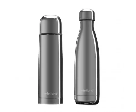 Набор термос для жидкостей + термобутылка cеребро Mybaby&Me Silver 500ML