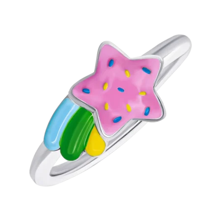 Каблучка Комета рожева з різнокольоровою емаллю