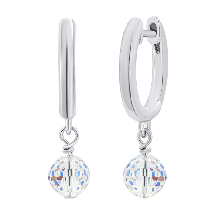 Сережки з підвісами Кришталик багатобарвний - Зображення 2