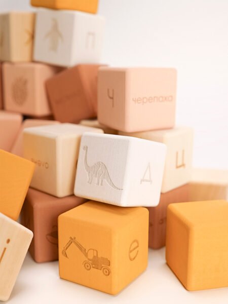 КУБИКИ УКРАЇНСЬКИЙ АЛФАВІТ / РОЖЕВО-ГІРЧИЧНИЙ - Зображення 4