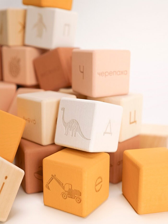 КУБИКИ УКРАЇНСЬКИЙ АЛФАВІТ / РОЖЕВО-ГІРЧИЧНИЙ - Зображення 4