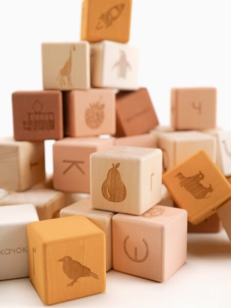 КУБИКИ УКРАЇНСЬКИЙ АЛФАВІТ / РОЖЕВО-ГІРЧИЧНИЙ - Зображення 5