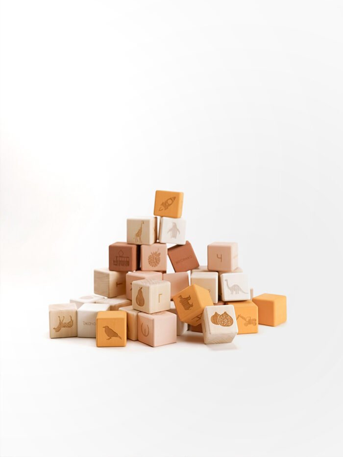 КУБИКИ УКРАЇНСЬКИЙ АЛФАВІТ / РОЖЕВО-ГІРЧИЧНИЙ - Зображення 2