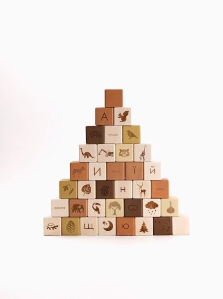 КУБИКИ УКРАЇНСЬКИЙ АЛФАВІТ / ОЛИВКОВИЙ