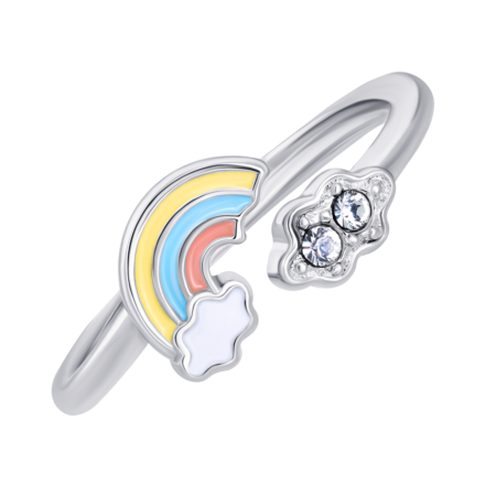 Каблучка Веселка з різнобарвною емаллю та фіанітами