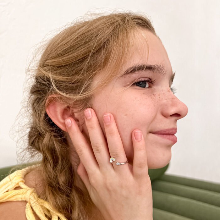 Каблучка Веселка з різнобарвною емаллю та фіанітами - Зображення 3