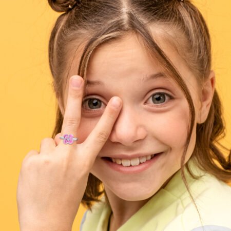 Каблучка Піон з рожевою емаллю та фіанітом - Зображення 3