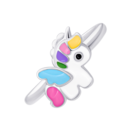 Каблучка Єдиноріг кольоровий з різнобарвною емаллю