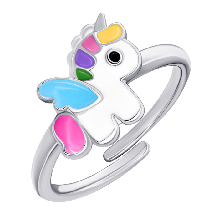 Каблучка Єдиноріг кольоровий з різнобарвною емаллю - Зображення 2