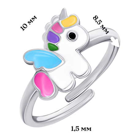 Каблучка Єдиноріг кольоровий з різнобарвною емаллю - Зображення 5