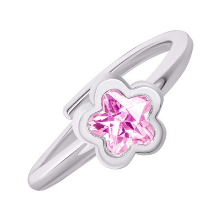 Каблучка Квітка сяюча з рожевим фіанітом