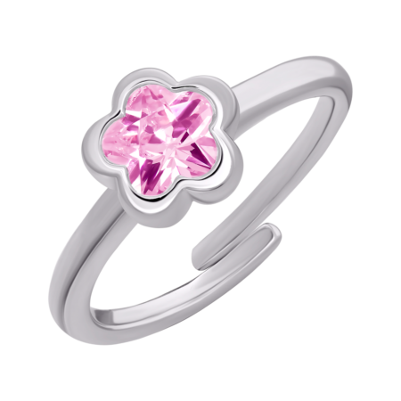 Каблучка Квітка сяюча з рожевим фіанітом - Зображення 2