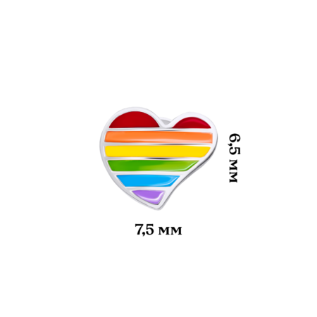 Сережки-пусети Серце кольорове з різнобарвною емаллю - Зображення 4