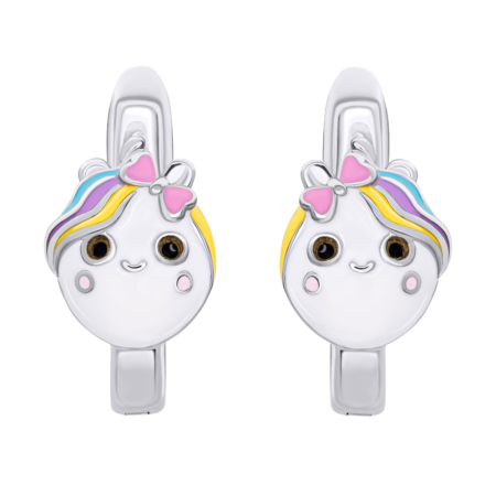 Сережки Єдиноріжка з різнобарвною емаллю