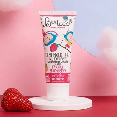 OF_Детская органическая зубная паста с клубничным вкусом в коробке 75мл #8033148533804 (BIRDNTFRWB) - Зображення 2