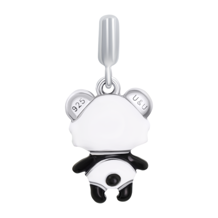 Кулон Панда з біло-чорною та рожевою емаллю - Зображення 2
