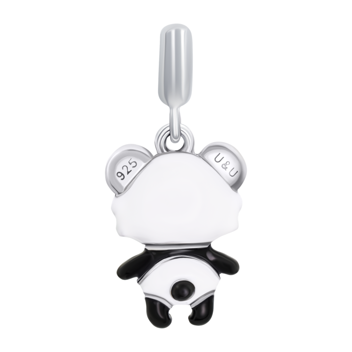 Кулон Панда з біло-чорною та рожевою емаллю - Зображення 2