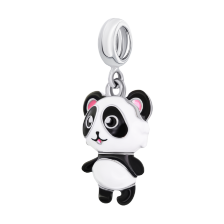 Кулон Панда з біло-чорною та рожевою емаллю - Зображення 3