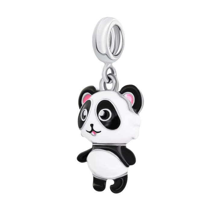 Кулон Панда з біло-чорною та рожевою емаллю - Зображення 3