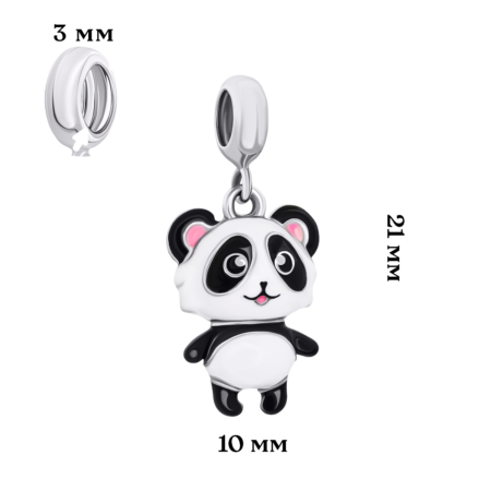 Кулон Панда з біло-чорною та рожевою емаллю - Зображення 4