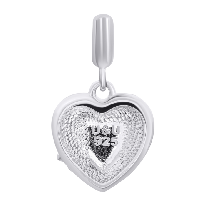 Кулон Веселкове серце з рожевою емаллю та фіанітом - Зображення 2