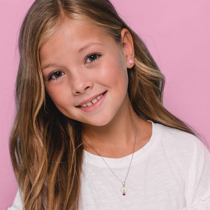 Кулон Ромашка з сонечком із білою, жовтою та червоною емаллю - Зображення 3