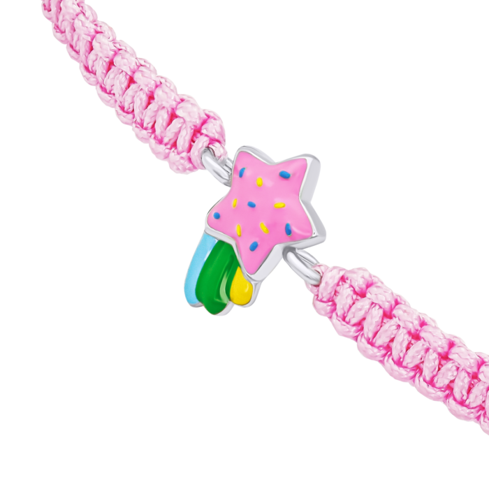 Браслет плетений Комета рожева з різнокольоровою емаллю - Зображення 2