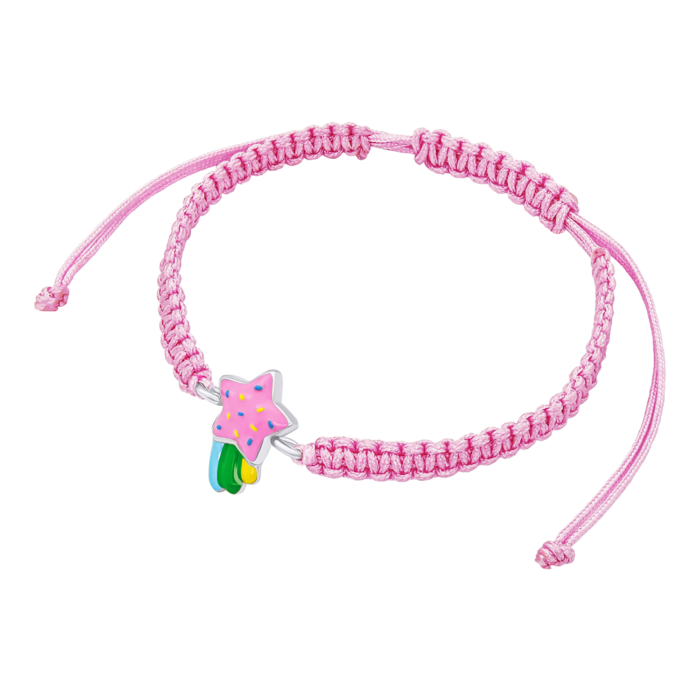 Браслет плетений Комета рожева з різнокольоровою емаллю - Зображення 3