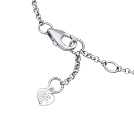 Браслет на ланцюжку Бабка з фіолетовою, рожевою емаллю та фіанітом - Зображення 3