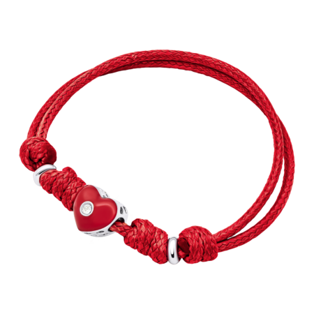 Браслет на шнурку Серденько з червоною емаллю та фіанітом - Зображення 3