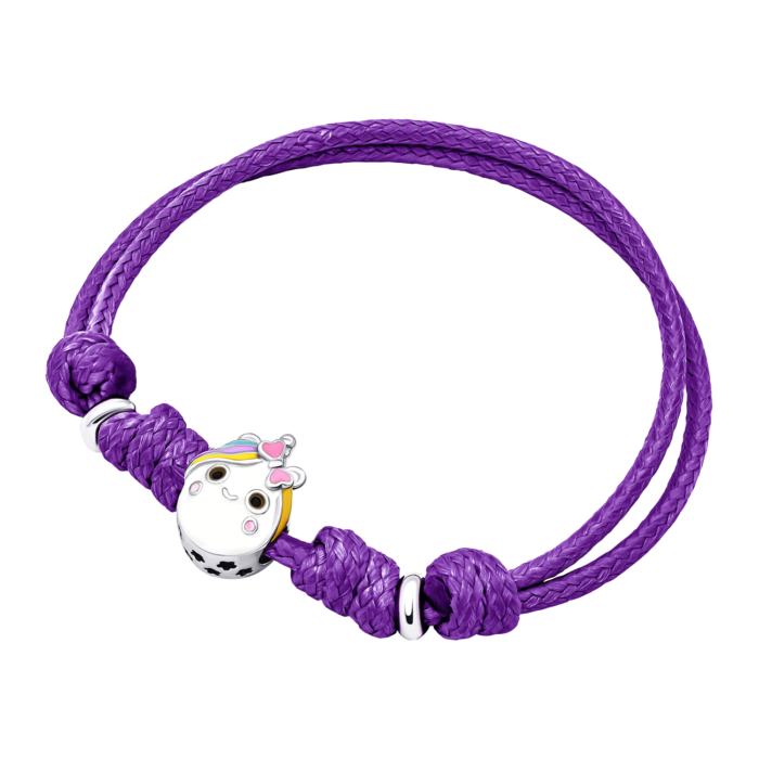 Браслет на шнурку Єдиноріжка з різнобарвною емаллю - Зображення 3