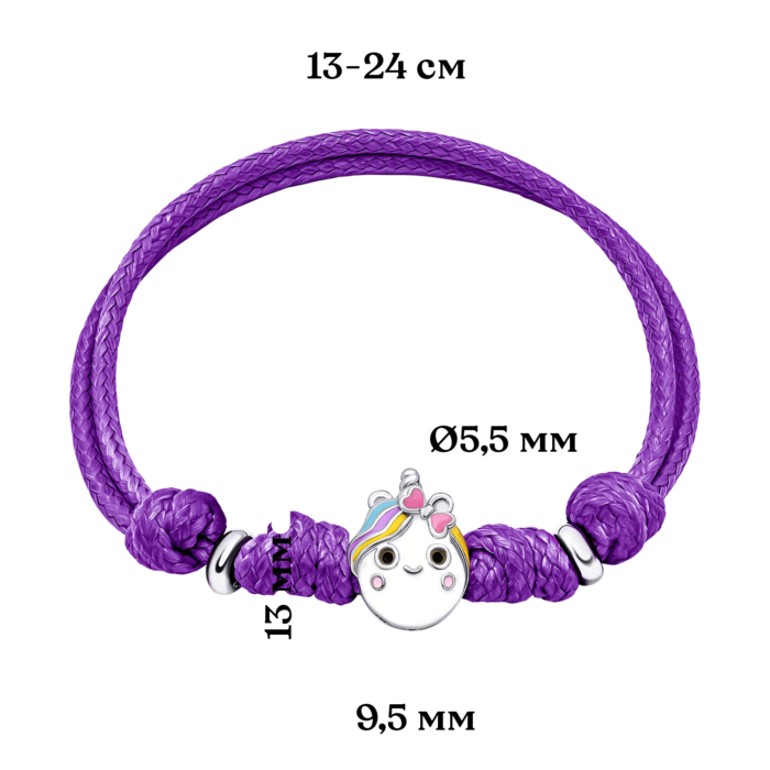Браслет на шнурку Єдиноріжка з різнобарвною емаллю - Зображення 6