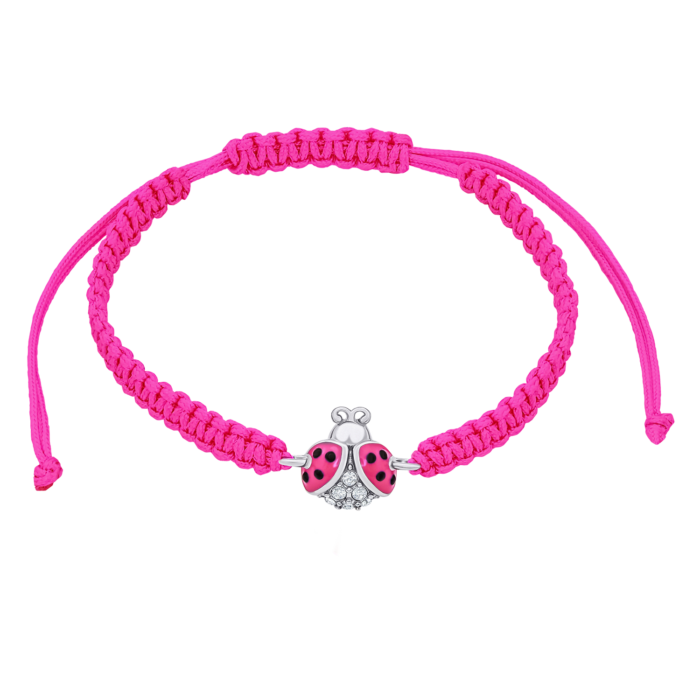 Браслет плетений Сонечко блискуче з рожевою емаллю та фіанітами - Зображення 1