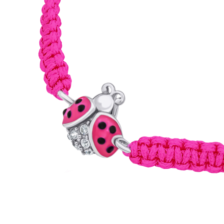 Браслет плетений Сонечко блискуче з рожевою емаллю та фіанітами - Зображення 2