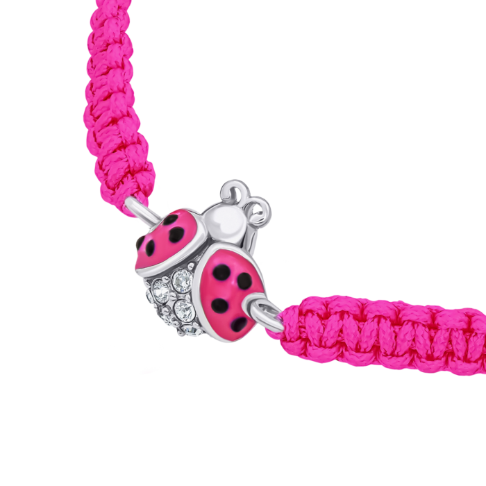 Браслет плетений Сонечко блискуче з рожевою емаллю та фіанітами - Зображення 2