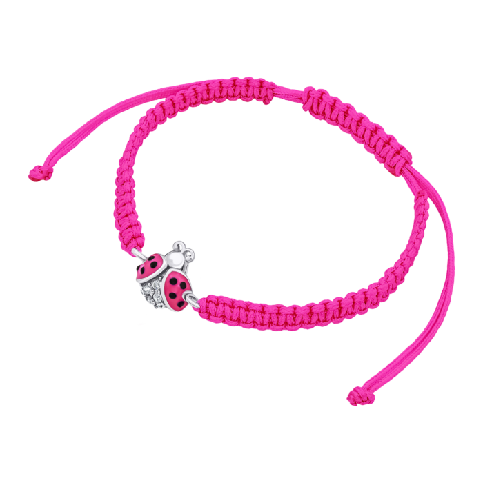Браслет плетений Сонечко блискуче з рожевою емаллю та фіанітами - Зображення 3
