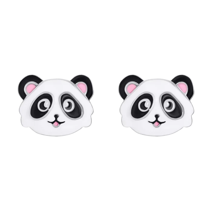 5166079669_w640_h640_5166079669 Сережки-пусети Панда з біло-чорною та рожевою емаллю - Зображення 1
