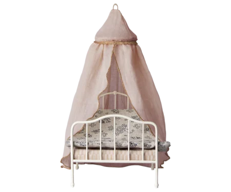 Аксесуар для ляльки - мініатюрне ліжко з балдахіном - Зображення 2