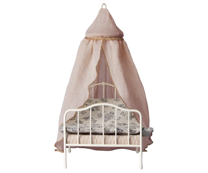 Аксесуар для ляльки - мініатюрне ліжко з балдахіном - Зображення 2