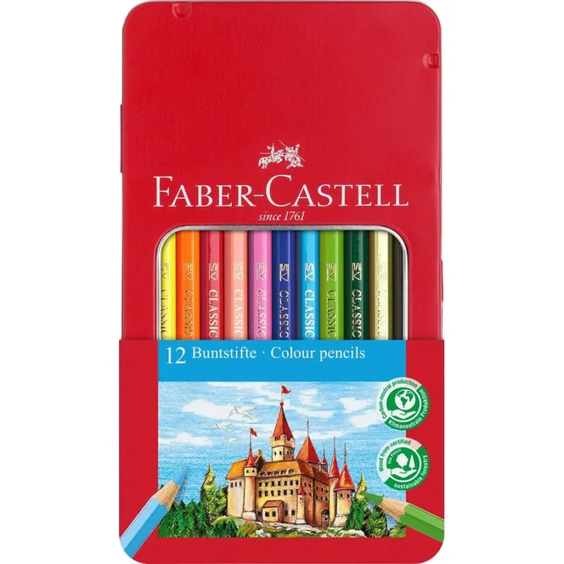 115801 КОЛЬОРОВІ ОЛІВЦІ 12КОЛ. *ЗАМОК* МЕТАЛЕВА КОРОБКА