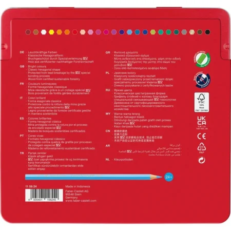 115824 КОЛЬОРОВІ ОЛІВЦІ 24КОЛ. *ЗАМОК* МЕТАЛЕВА КОРОБКА - Зображення 2