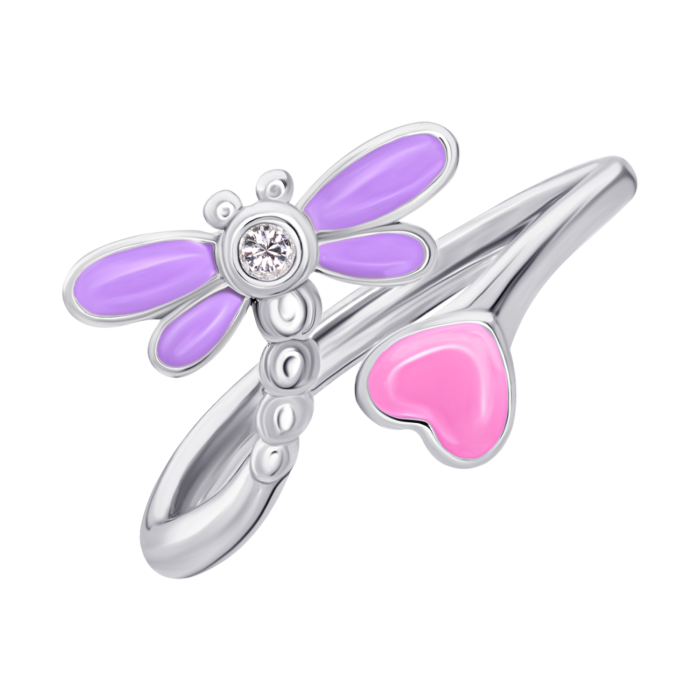 119582200613_1.1800x1800w Каблучка Бабка з фіолетовою, рожевою емаллю та фіанітом - Зображення 1