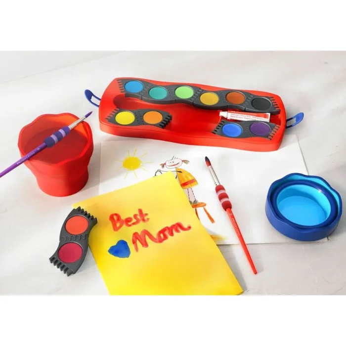 125030 ФАРБИ 12 КОЛ. СУХІ АКВАРЕЛЬНІ CONNECTOR ЧЕРВОНИЙ КОРПУС - Зображення 5