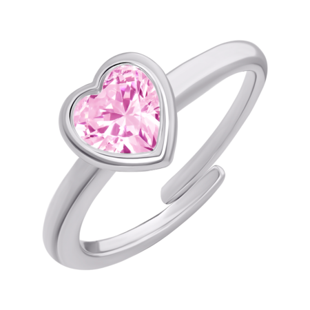 Каблучка Серце сяюче з рожевим фіанітом