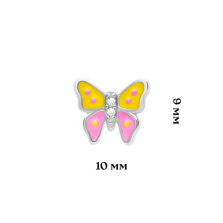 Сережки Метелик з кристалами Жовто-Рожевий - Зображення 5