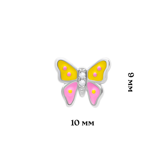 Сережки Метелик з кристалами Жовто-Рожевий - Зображення 5