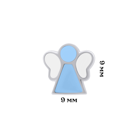 Сережки Янголятко з блакитною та білою емаллю - Зображення 4