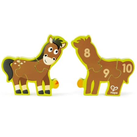 Дерев'яний пазл з цифрами Hape Звірята на фермі 10 ел. (E1628) - Зображення 5