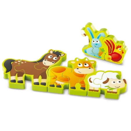 Дерев'яний пазл з цифрами Hape Звірята на фермі 10 ел. (E1628) - Зображення 4